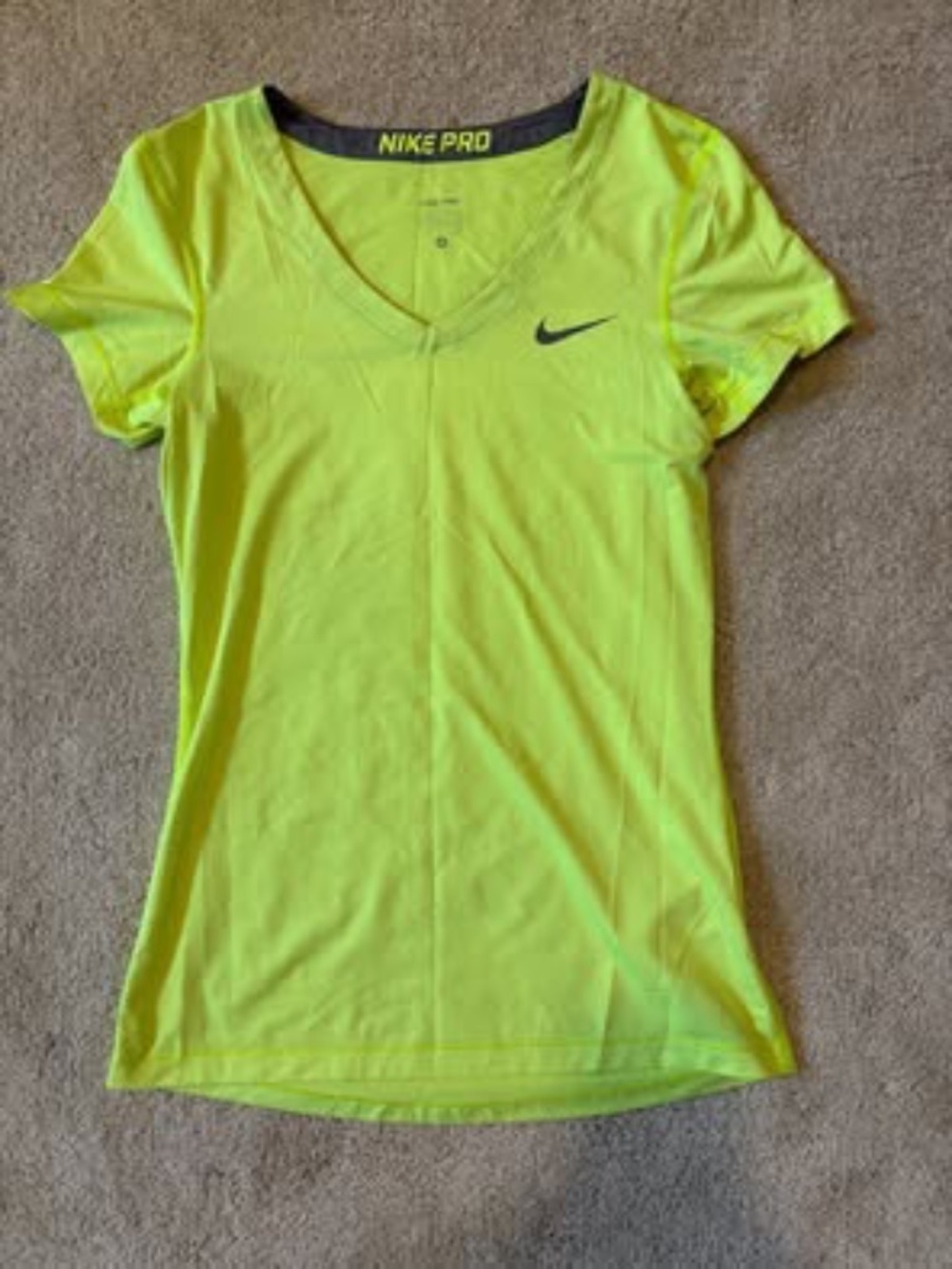 Nike pro neon yellow v-neck t-shirt